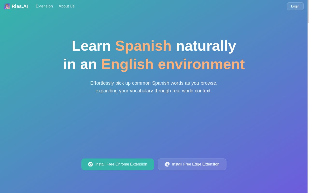 [自荐] 零压力学语言 AI 插件，看中文网页也能拓展词汇量 - Ries.AI