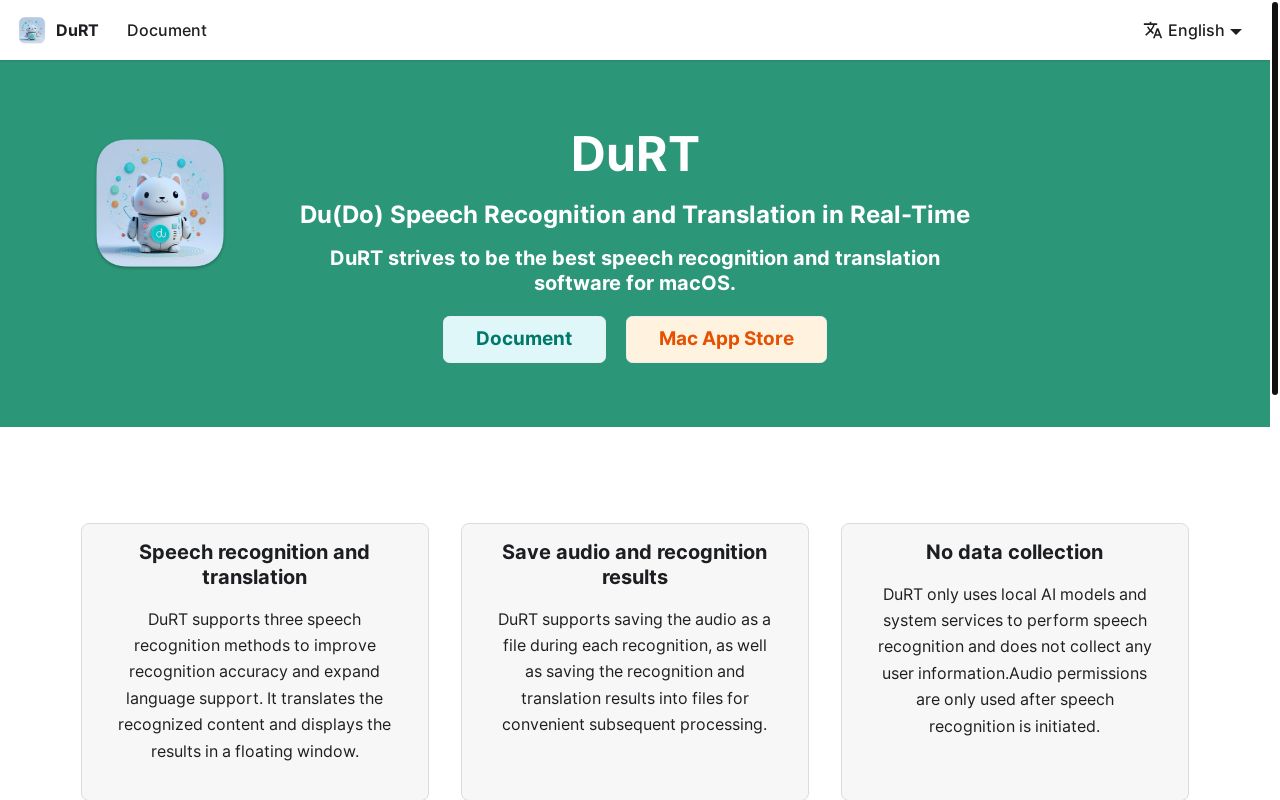 [送兑换码]DuRT—Mac 上的实时语音识别和翻译软件