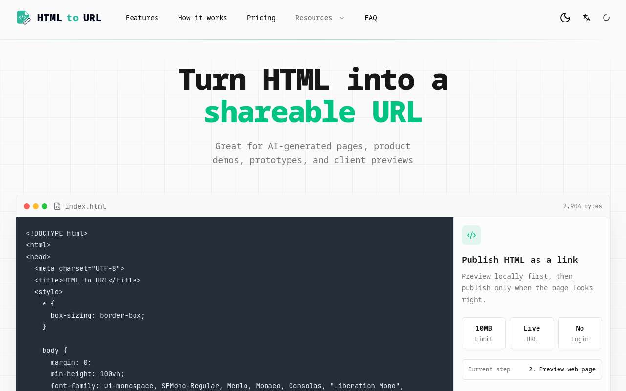 帮朋友解决 AI 生成 html 网页不方便分享的痛点，搞了个 HTML 托管网站