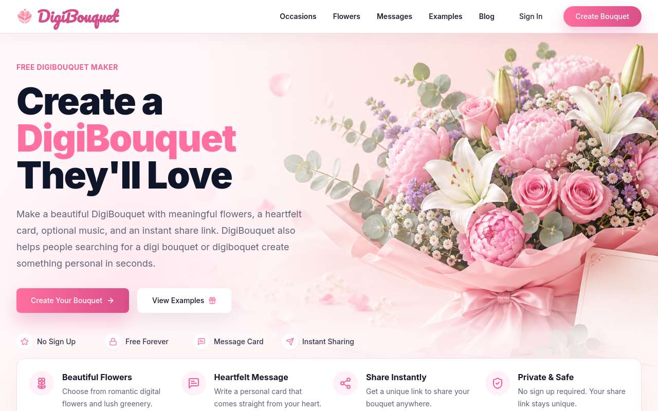 做了一个可以在线送数字花束的小工具： DigiBouquet
