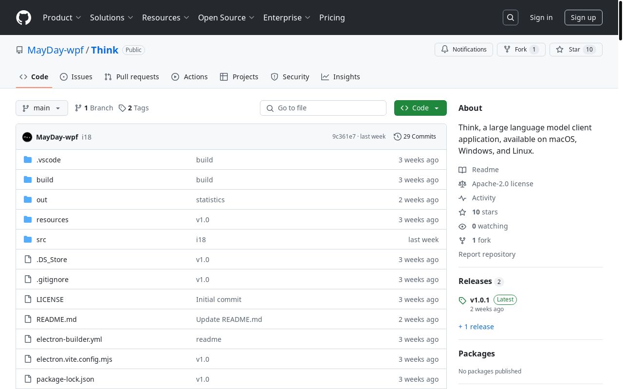 [开源]一次 vite+electron 实践， AI 对话客户端， ThinkChat，已发行 MacOS， Windows 会尽快打包发布