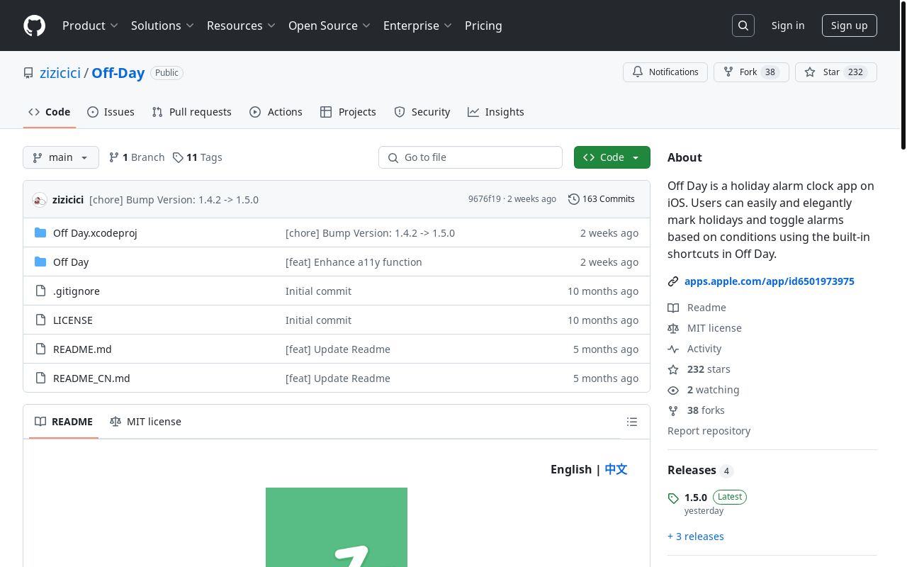 自己做的 iOS 节假日闹钟 App「休息日」(Off Day)现在开源了