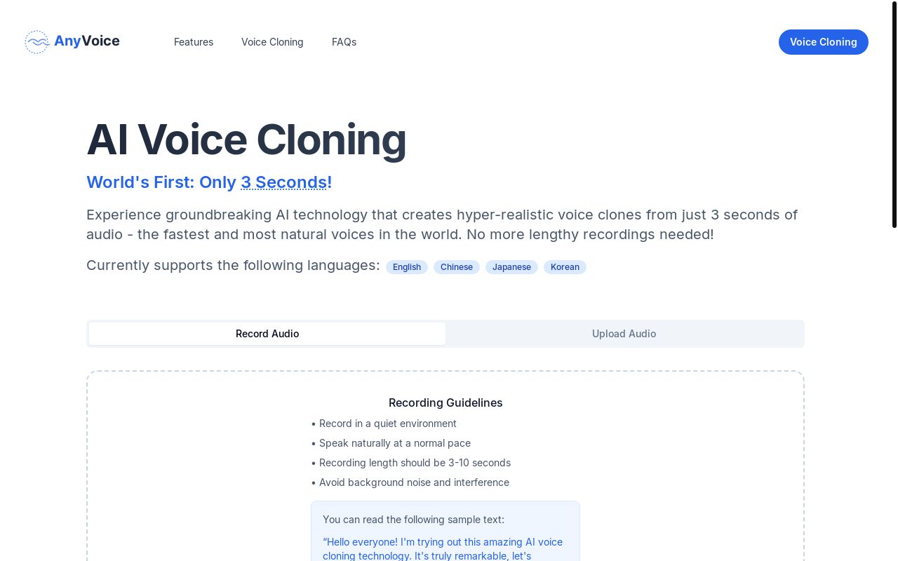 AnyVoice - 3 秒语音即可克隆的任何声音,用你朋友的声音回复她的语音消息