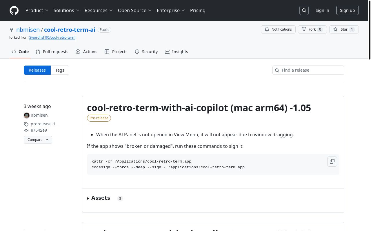 魔改了一下 cool retro term 终端,增加了 AI 的侧边栏,开源可下载
