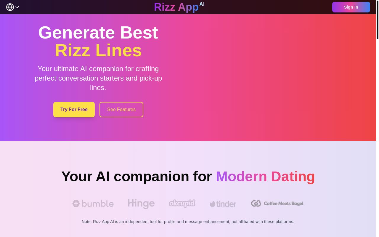 🚀 全新 AI 工具发布: Rizz App AI - 专为社交场景设计的对话助手