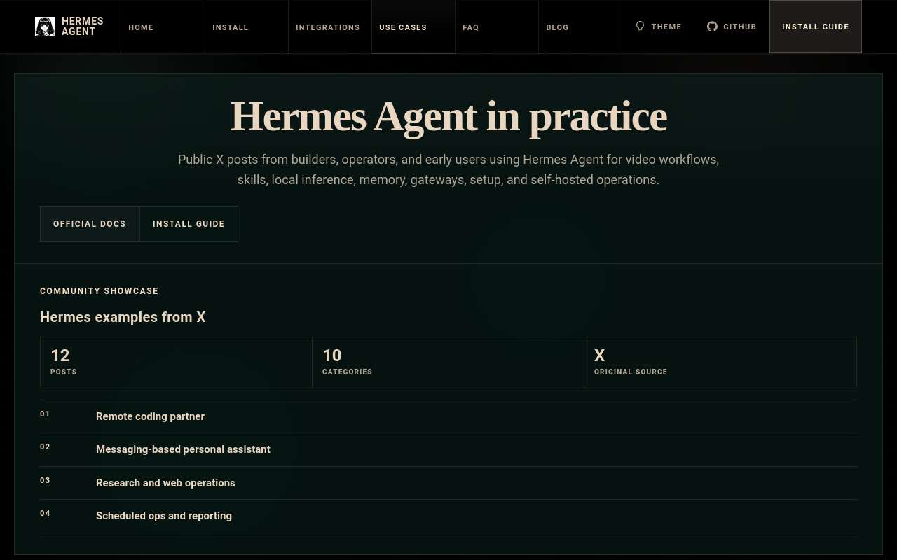 把 AI Hermes Agent 的几个实际使用场景整理成了页面,想听听大家怎么看