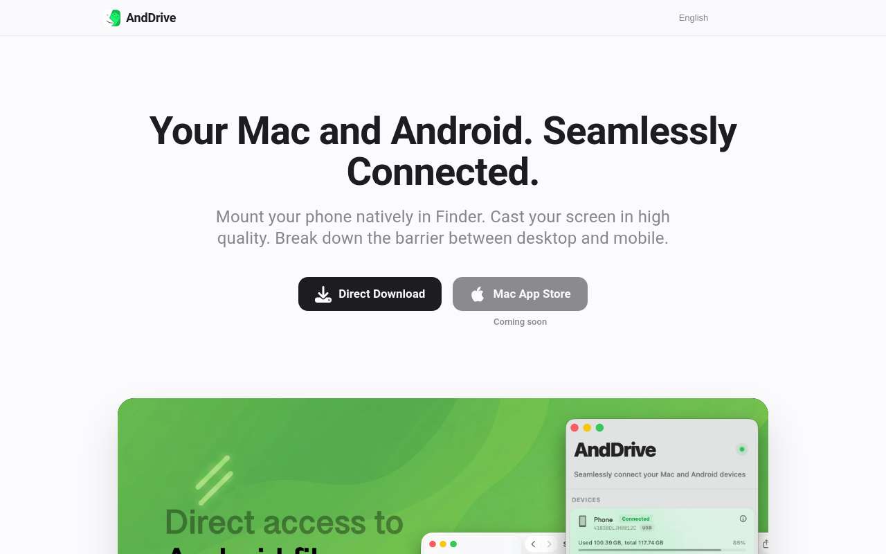 可能是体验最好的 Mac 端 Android 屏幕镜像+文件传输工具: AndDrive(纯免费,不送码)
