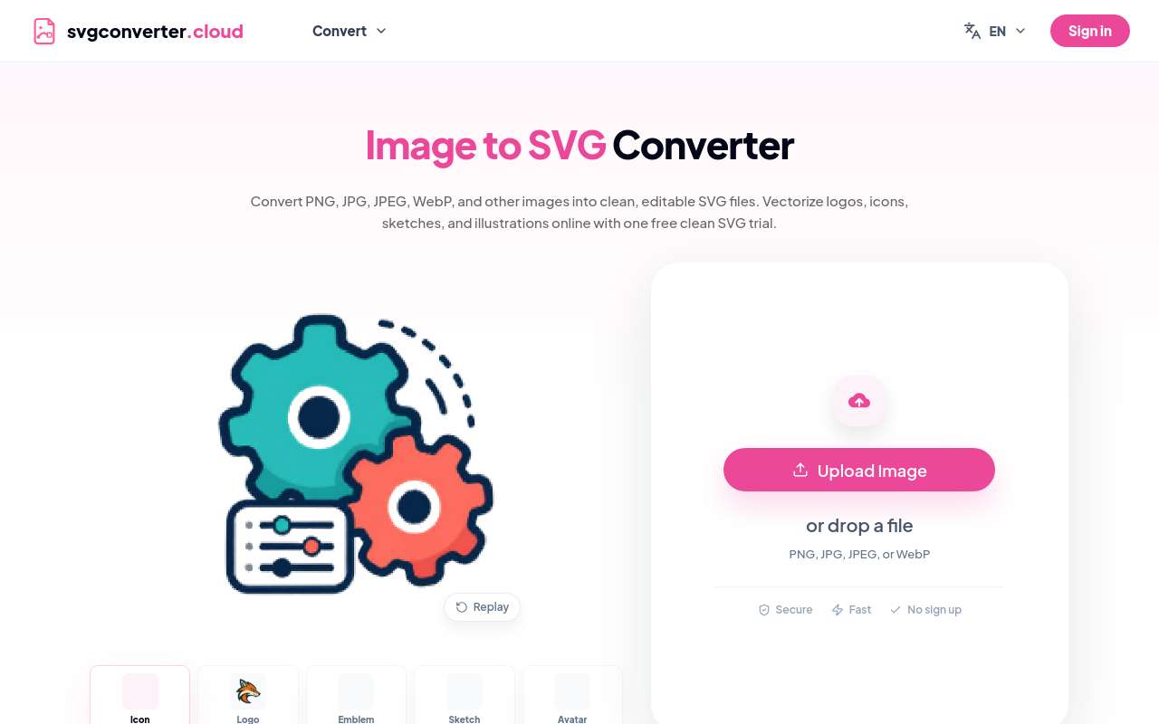 做了一个图片转 SVG 的小工具,解决 AI 生图后不够清晰、不可编辑的问题