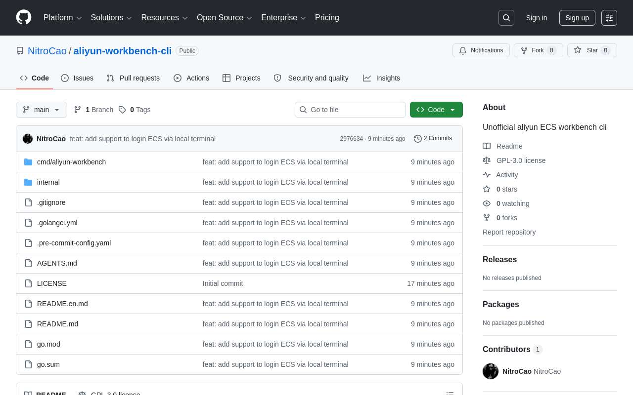vibe coding 了一个 cli 版本的阿里云 ecs workbench,能在本地终端连接 web terminal 了