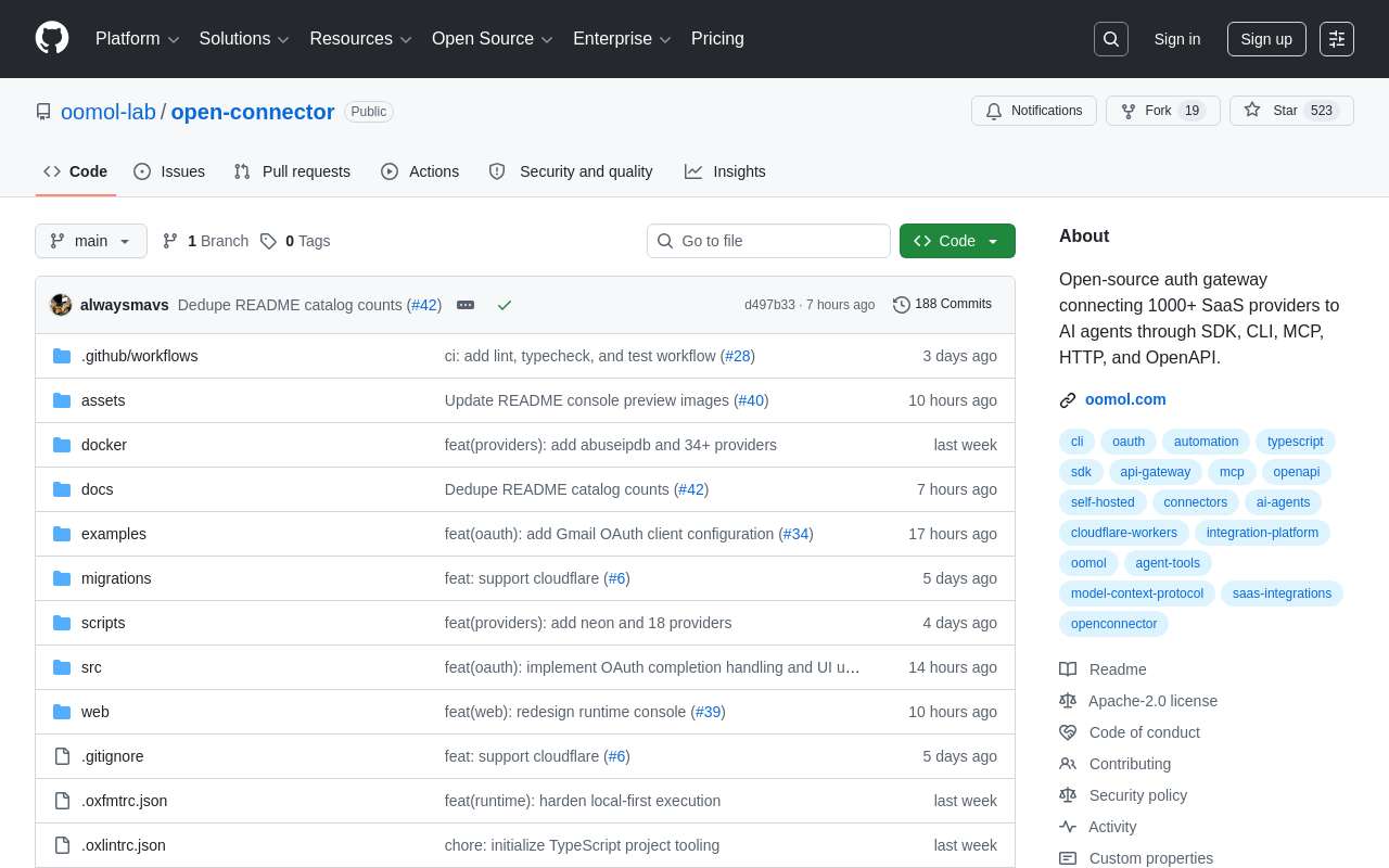 open-connector:自托管的 AI Agent 认证网关